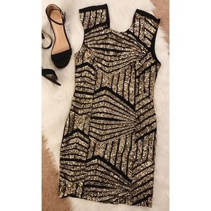 Black and Gold Sequence Dress